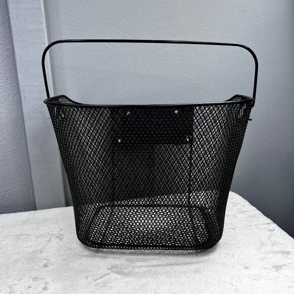 Bell Handlebar Bike Basket with Handle Black Metal Quick Release Removable - Picture 2 of 6